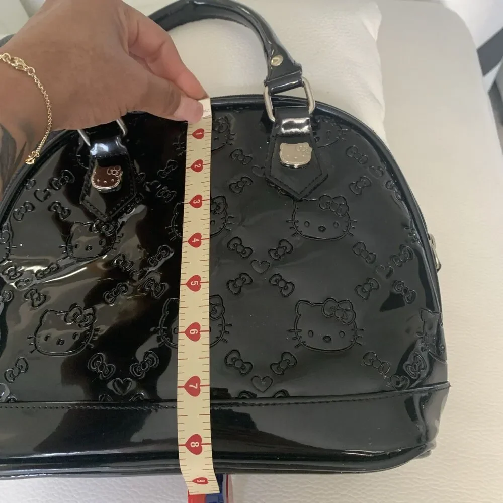 Loungefly Hello Kitty Black Patent Leather Domed Weekend Bag Purse